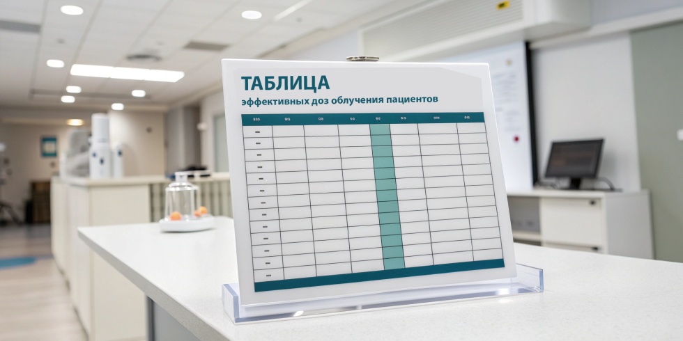 Оформление таблиц эффективных доз облучения пациентов при медицинских рентгенологических исследованиях